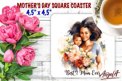 Mothers Day Sublimation Coaster Square Best Mom Ever