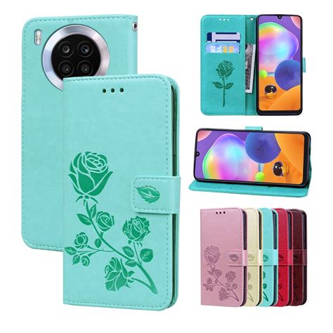 For Huawei Nova 8i Rose Embossed Leather Phone Case Green