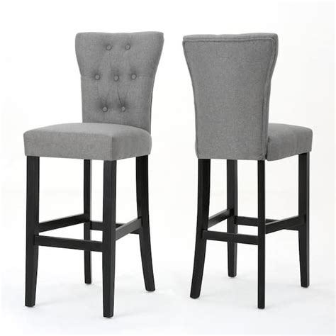 Pia 45.50 in. Grey Fabric Bar Stools (Set of 2) 12433 - The Home Depot