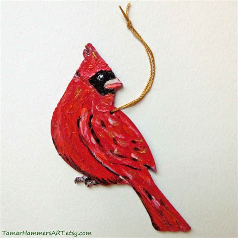 Cardinal Ornament Handmade Hand Painted Christmas Etsy In 2021