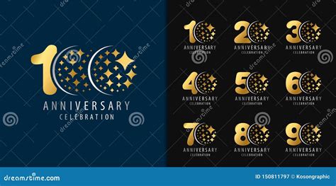 Set Of Anniversary Logotype Golden Anniversary Celebration Emblem Design For Company Profile