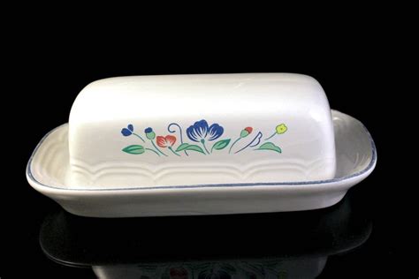 Butter Dish Floral Expressions Hearthside Stoneware Quarter Pound