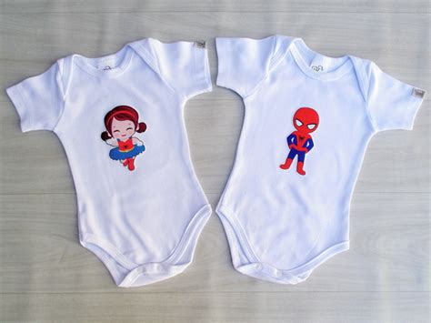 Homem e Mulher Aranha Body para gêmeos Elo7