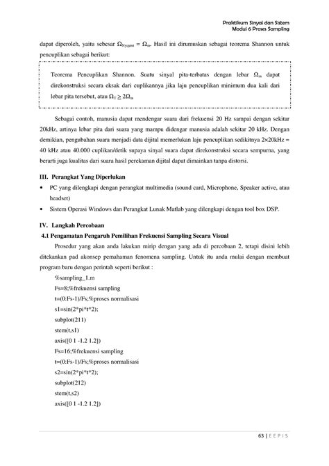 Prak Sinyal Sistem 1 34 Praktikum Sinyal Dan Sistem Modul 6 Proses