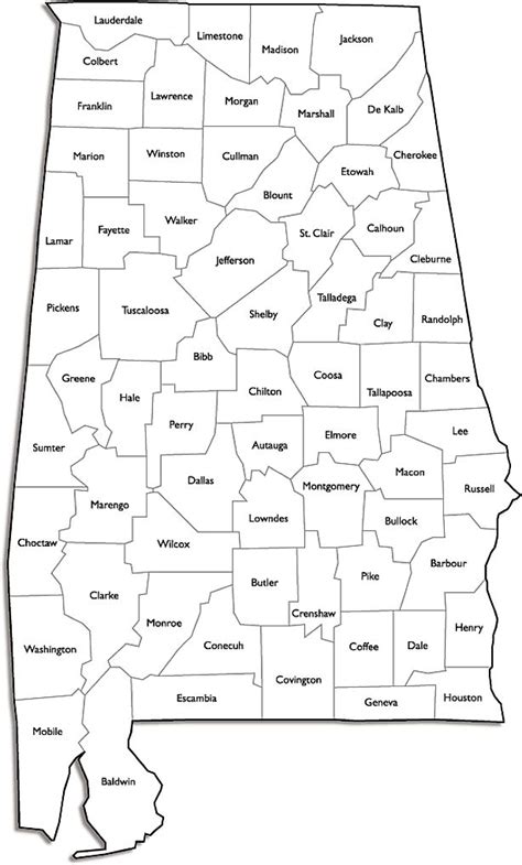 Alabama County Map Counties