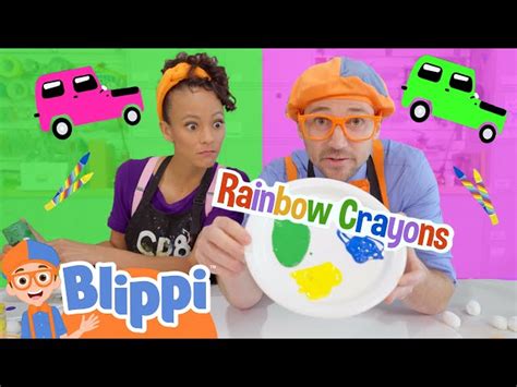 Blippi and Meekah Paint with Rainbow Color Cars and Crayons | Blippi ...