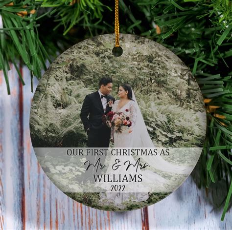 Personalized First Christmas Married Ornament Custom Couple Photo