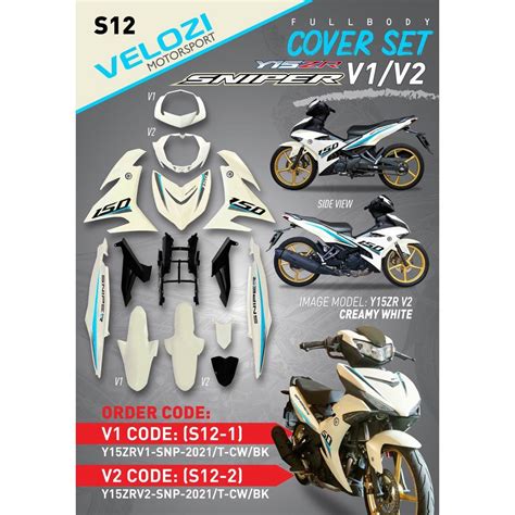 Coverset Y15zr V1 V2 Sniper Creamy White Black 2021 Y15zr Y15 Ysuku V2 New Original Velozi Siap