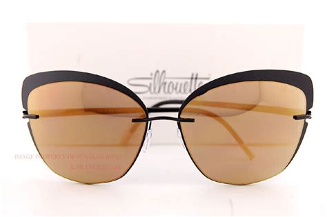 New Silhouette Sunglasses Accent Shades 8166 9140 Black Gold Mirror Titanium Ebay