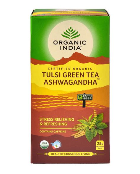 Tulsi Green Tea Ashwagandha Organic India Herbal Tulsi Teas Organic India New Zealand