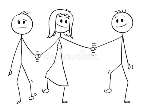 Cartoon Of Heterosexual Couple Of Man And Woman With Heart Above Them