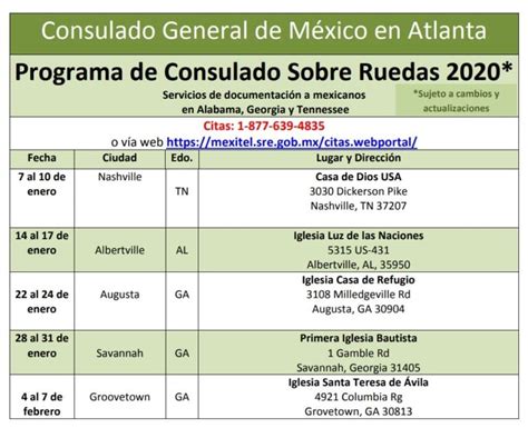 Consulado Sobre Ruedas Atlanta Fechas Y Horarios Para Todo 2020