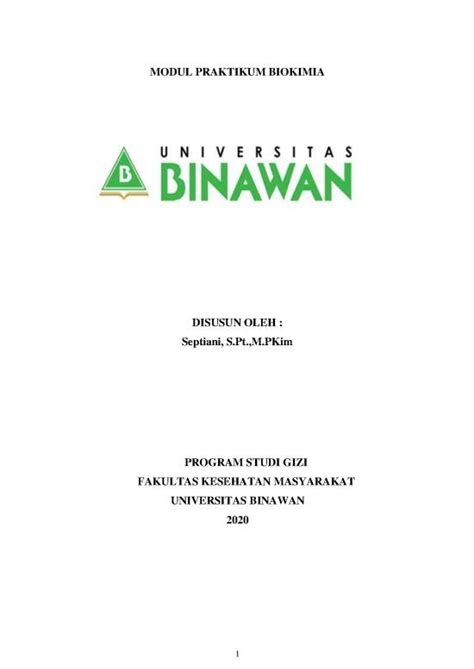 Gizi Pdf 34407 Modul Praktikum Biokimia 2019 2020 Genap