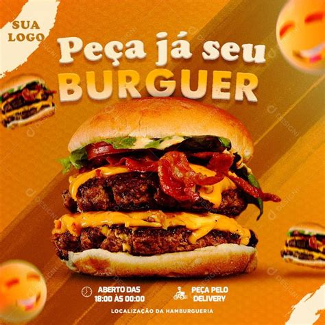 Post Feed Hamburgueria Pe A J Seu Burguer Social Media Psd Edit Vel