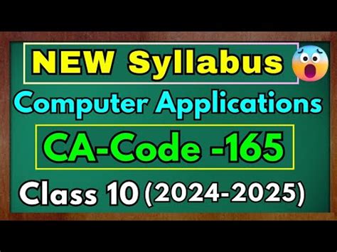 Computer Applications Class 10 Code 165 Syllabus 2024 25 CBSE Board