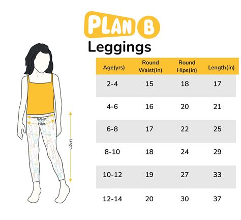 Size Chart New Leggings Plan B