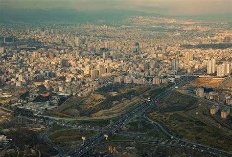 Aerial View Of Tehran Capital Of Iran Before Sunset Stock Photo Image