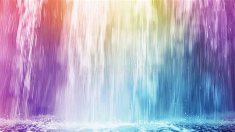 Rainbow Colored Waterfall Cascading Down In Nature Stock Image Image