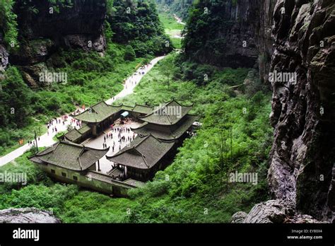 Three Natural Bridges Place In Wulong China Stock Photo Alamy