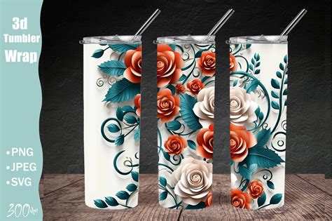 3d Flowers 20 Oz Skinny Tumbler Graphic By Qasimgraphic1 · Creative Fabrica