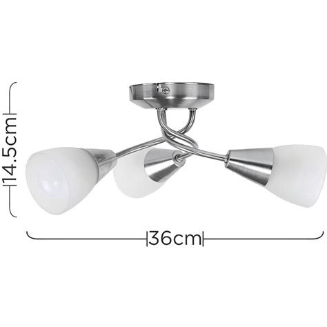 Modern 3 Way Brushed Chrome Ceiling Light Fitting With Frosted Glass Shades