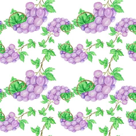 Padr O Sem Costura Composi O De Cacho De Uvas Em Aquarela Desenhada