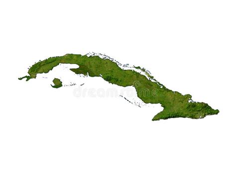 Mapa De Silueta Blanca 3d De Cuba Con Sombra Sobre Fondo Verde