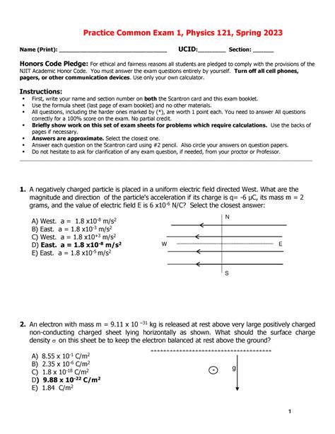 Practice Common Exam 1 Phys121 Spring 2023 Practice Common Exam 1 Physics 121 Spring 2023