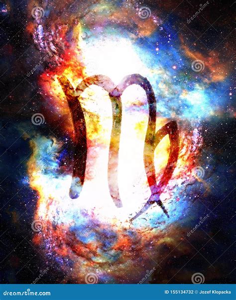 Hand Drawn Horoscope Astrology Symbols in Cosmic Space. Stock