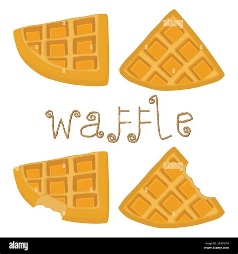 Vector Icon Illustration Logo For Set Various Sweet Waffles Waffle