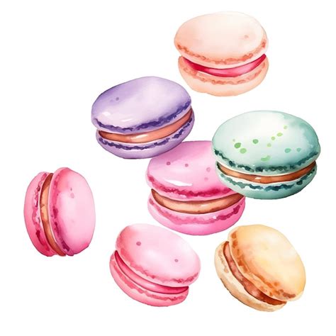 Aquarell Essen Malerei Macaron Clipart Premium Vektor