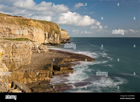 The Rock Ledge Waves And Cliffs At Dancing Ledge On The Dorset Coast