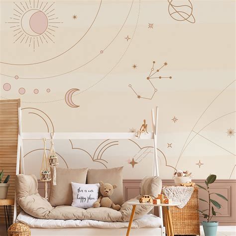 Décor panoramique Pink constellation Vinyle Beige Walldreamer