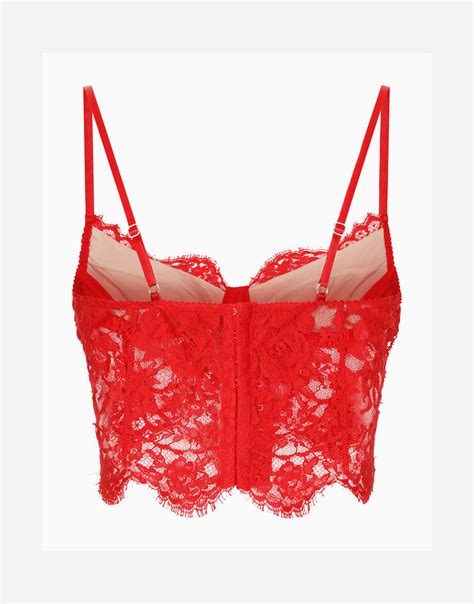 Lace Lingerie Corset Top In Red For Women Dolceandgabbana® Us