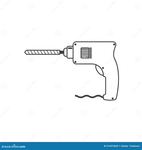 Portable Electric Hand Drill Sketch Drawing With Bit Power Drill Icon