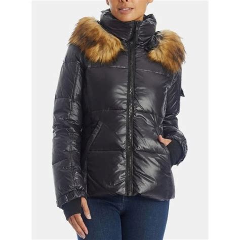 S13 Jackets Coats S3allie Faux Fur Trimmed Down Puffer Jacket Jet