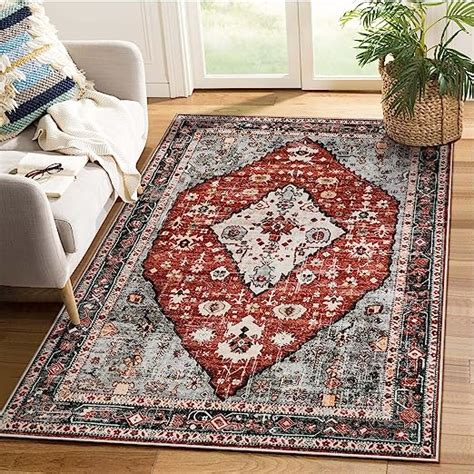 Amazon Lahome Boho Tribal Area Rug X Red Washable Entryway Rug