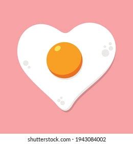 Fried Egg Heart Shape Icon Flat Stock Vector Royalty Free