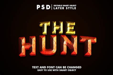 Premium Psd The Hunt 3d Text Effect Premium Psd