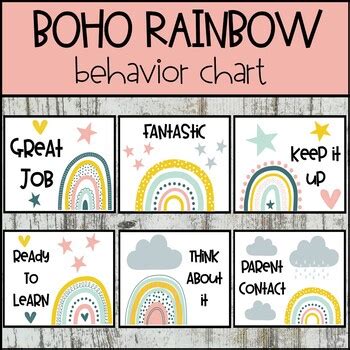 Boho Rainbow Behavior Chart By Classroom Integrations Tpt