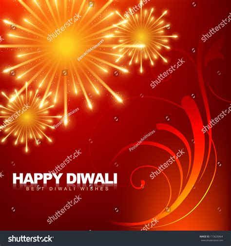 Beautiful Happy Diwali Fireworks Vector Illustration Stock Vector ...