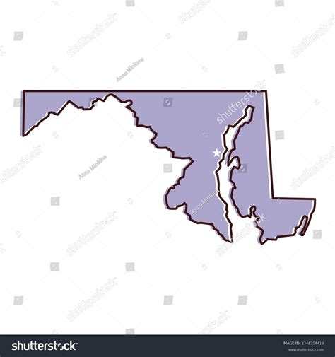 Maryland Map Vector Illustration Lavender Colored Stock Vector (Royalty