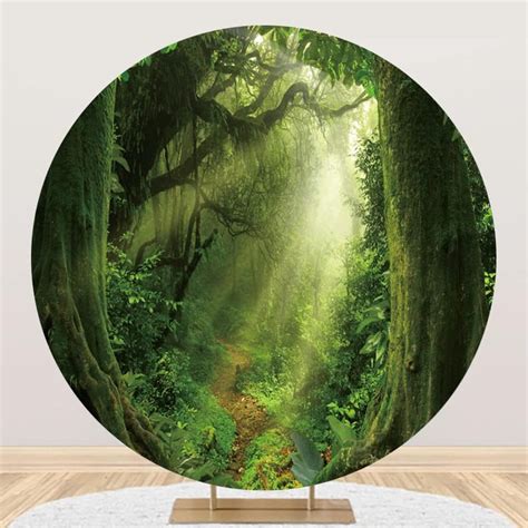 Laeacco X Ft Tropical Rainforest Round Backdrop Greenery Tropical