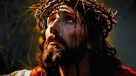 Premium Photo Jesus Christ Portrait With Crown Of Thorns