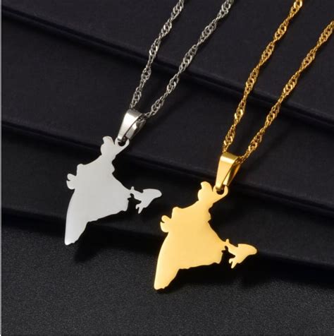 Anniyo India Map Pendant Necklaces Silver Colorgold Color Charms