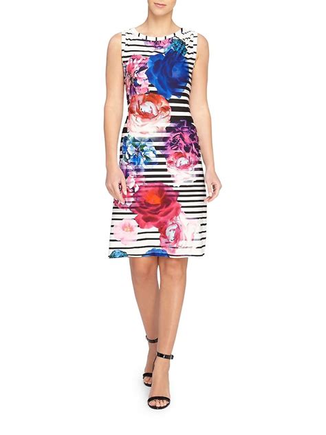 Catherine Catherine Malandrino Randy Striped Floral Sheath Dress