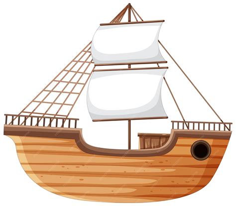 ilustracion de dibujos animados aislados de  barco de madera vector