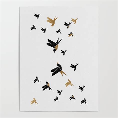 Origami Birds Collage Iii Minimalist Wall Art Poster By Orara Studio