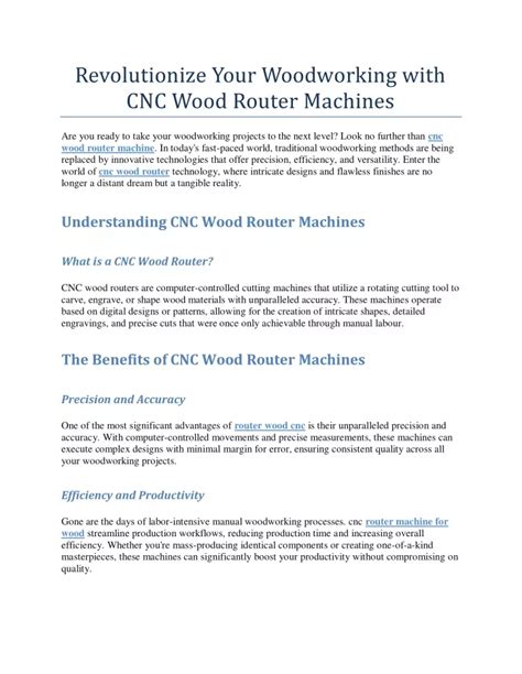 Ppt Revolutionize Your Woodworking With Cnc Wood Router Machines