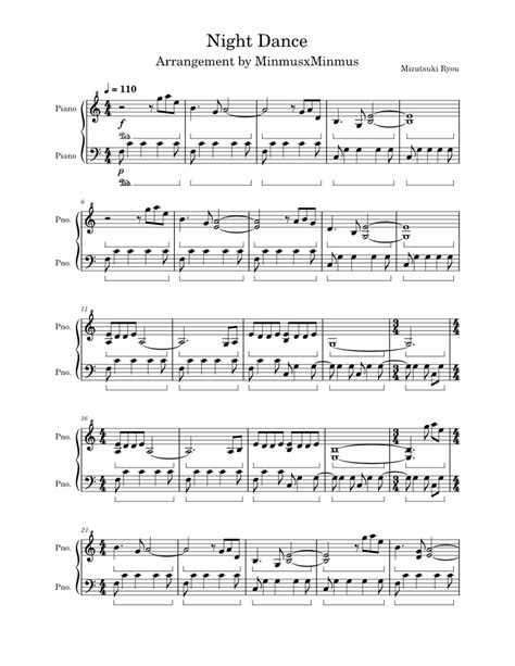 Night Dance Sheet Music For Piano Solo